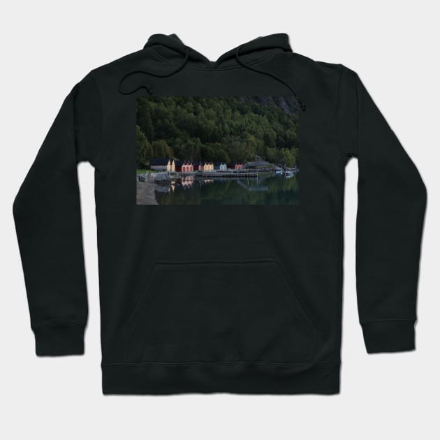 Boathouses in Solvorn Norway on the Sognefjord Hoodie by ztrnorge
